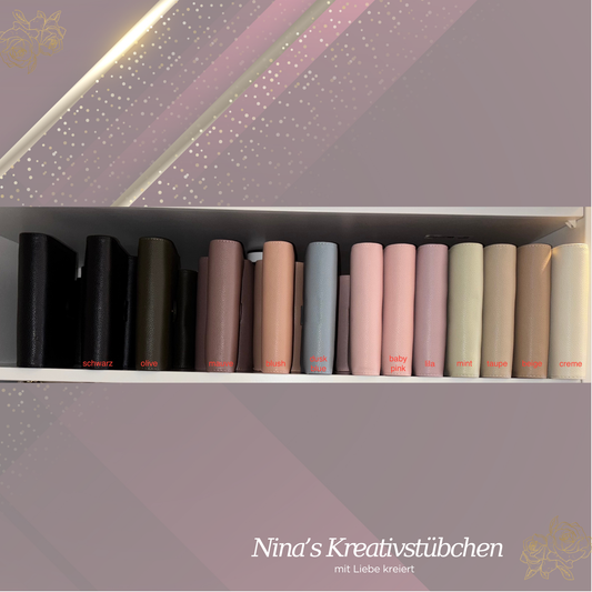 Premium Binder A6 aus Litschi Leder mit rosé goldenen Ringen I Ausverkauf