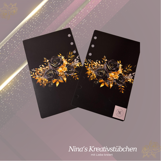 Deckblatt "schwarz-goldene Rosen" I A6