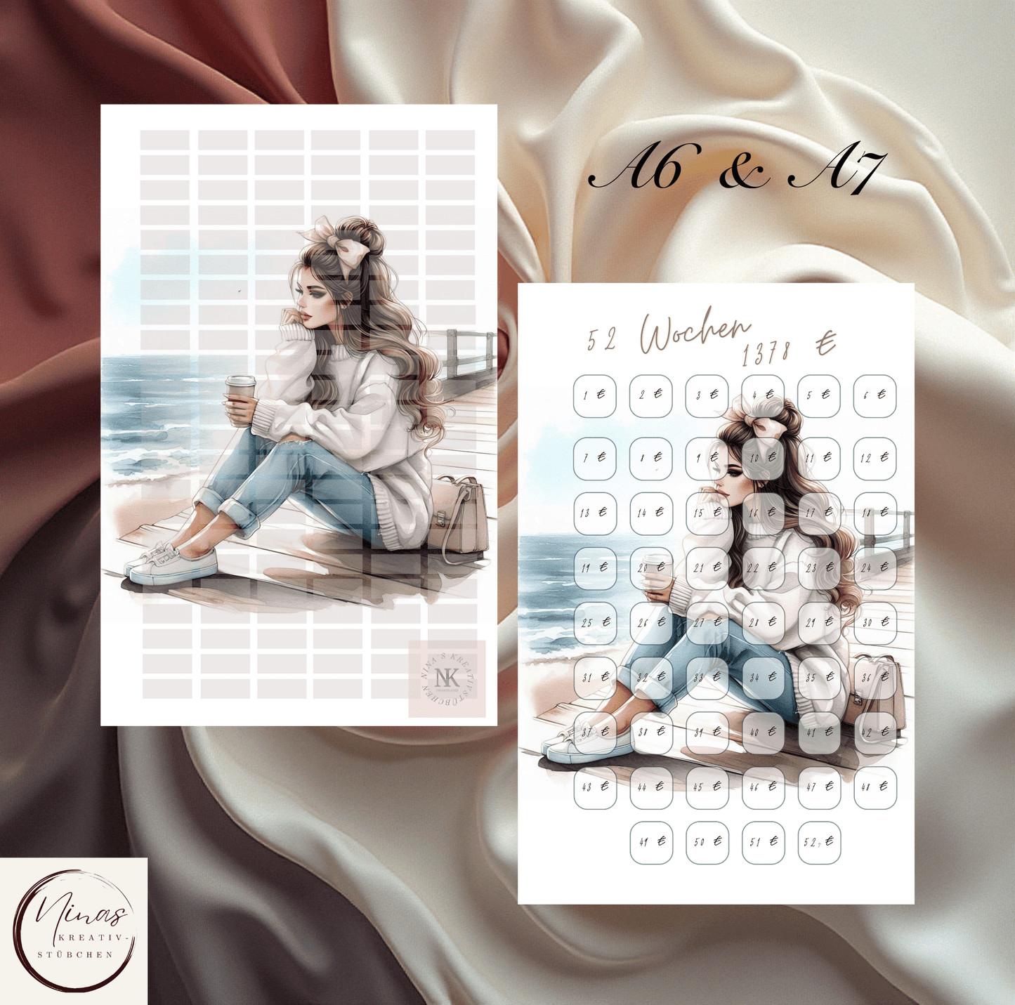 52 Wochen Challenge - 1378 Euro I A6 I A7 I Einheftchallenge - Nina's Kreativstübchen