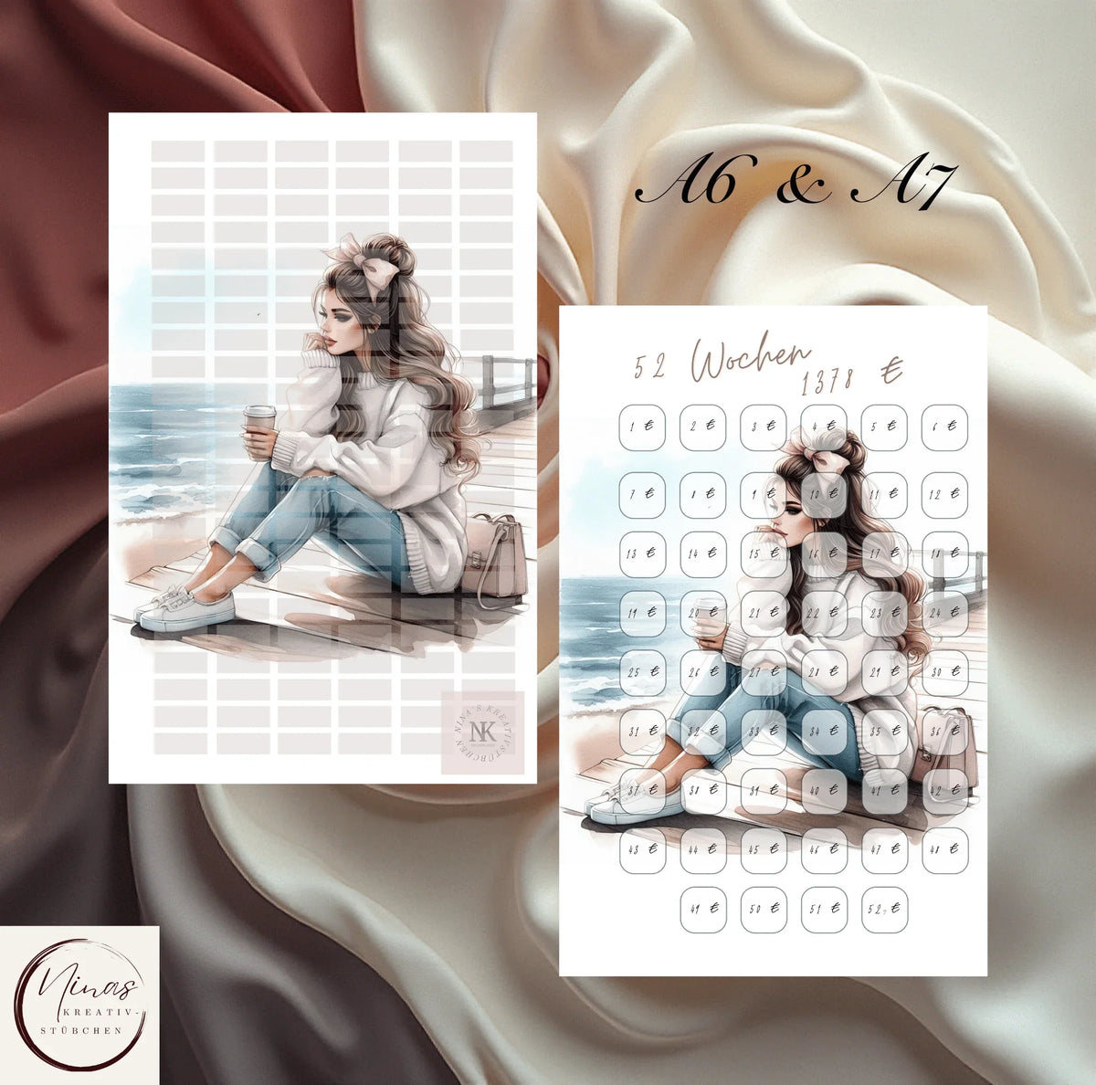 52 Wochen Challenge - 1378 Euro I A6 I A7 I Einheftchallenge - Nina's Kreativstübchen