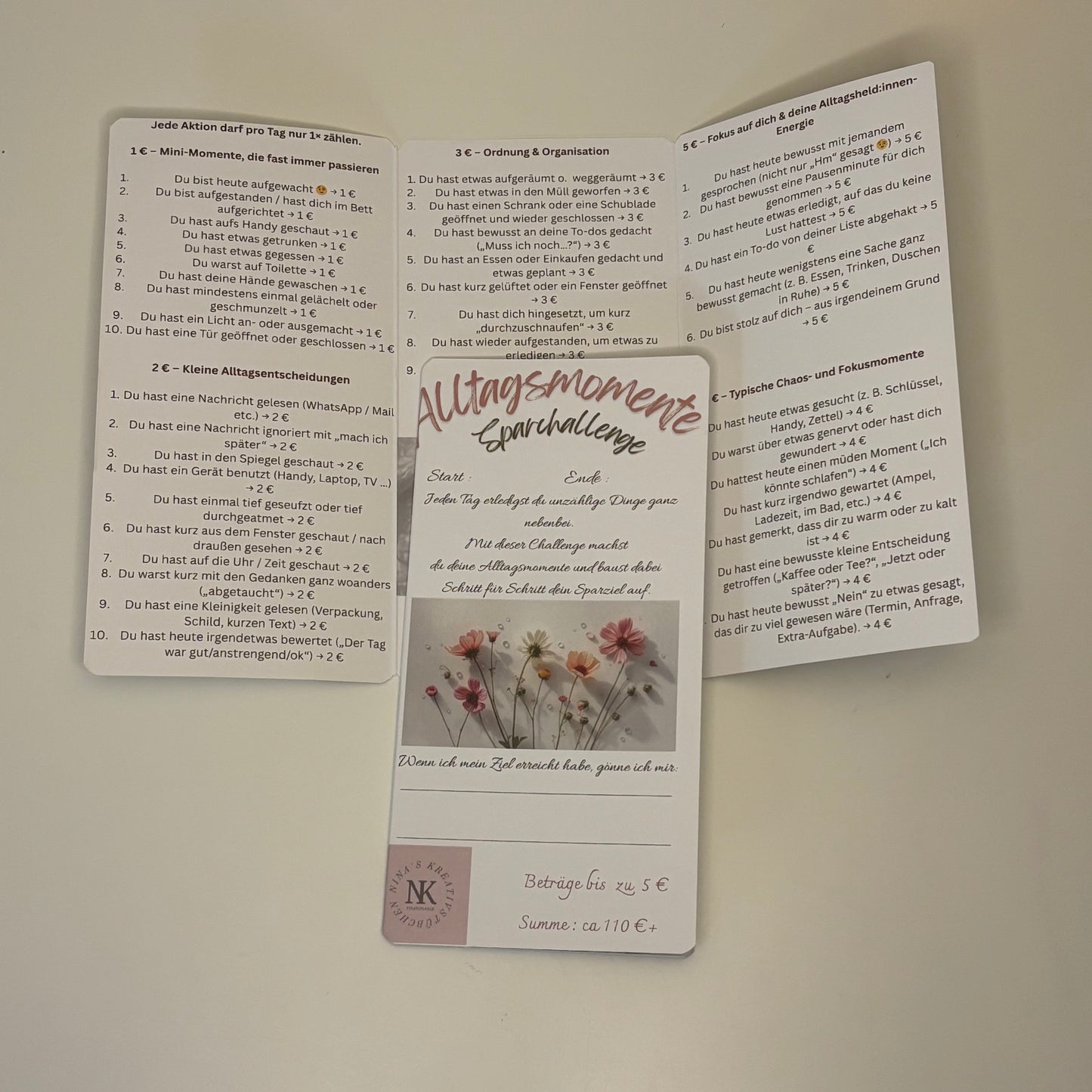 Die Wohlfühlsparbox I 6 Selfcare-Challenges für Körper, Seele & Notgroschen inkl. 5 Extra's