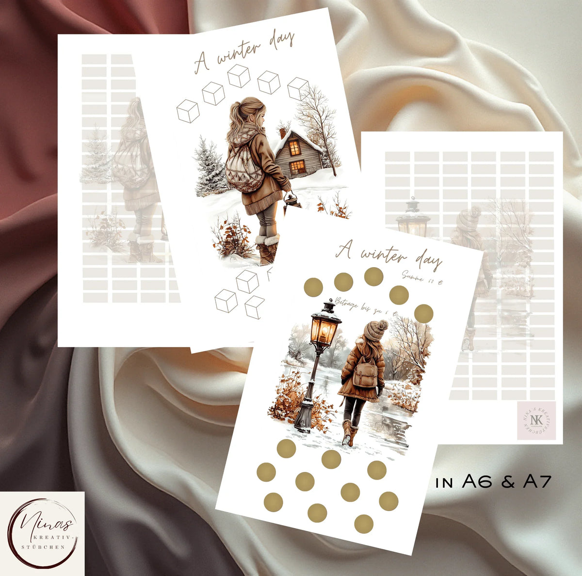 A Winter Day Sparspiel-Set von Nina's Kreativstübchen mit Umschlagmethode zum sparen, Budgeting und Sparchallenge