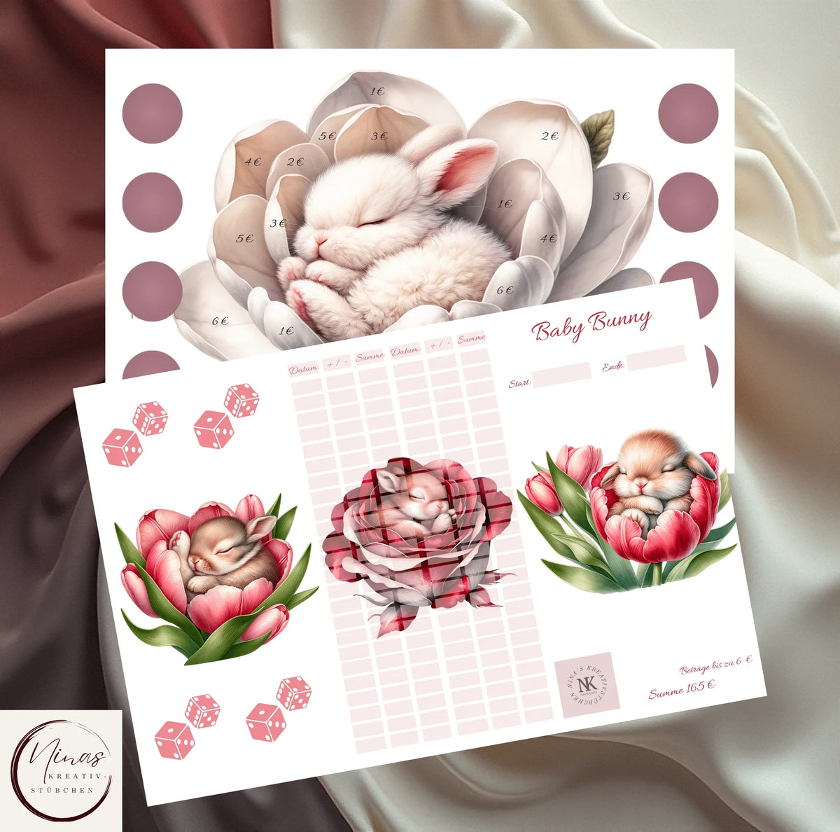 Sparchallenge Baby Bunny-Spaß beim Geldsparen für alle von Nina's Kreativstübchen, Umschlagmethode sparen