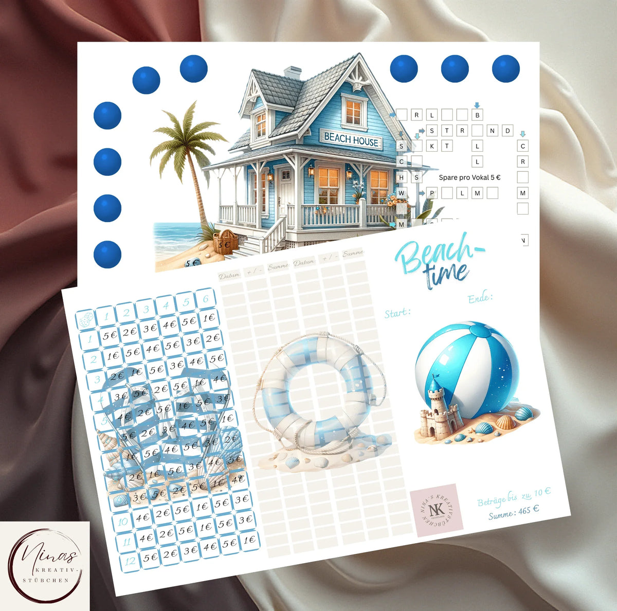 Mit der Beachtime für den Urlaub sparen von Nina's Kreativstübchen, Umschlagmethode sparen mit Budgeting und Sparchallenge