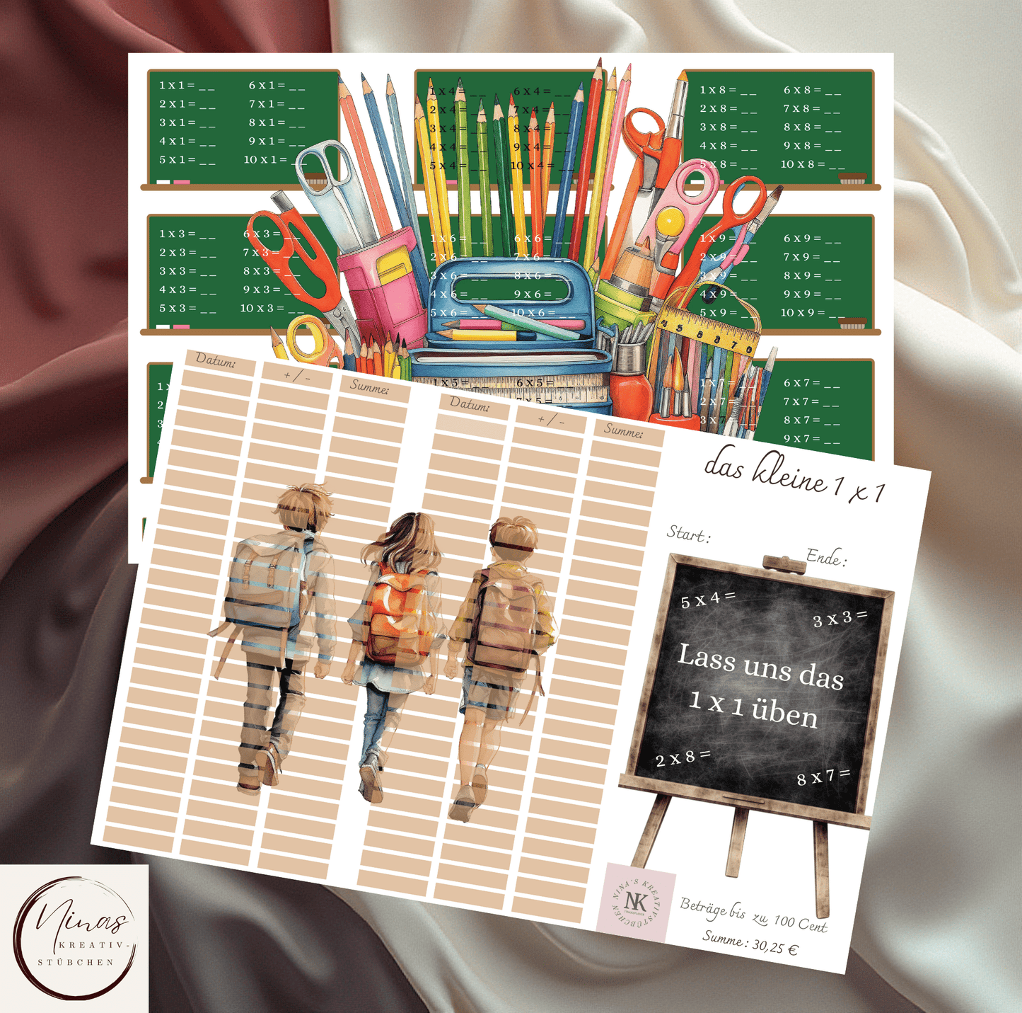 das kleine 1x1 I Ausverkauf I A6 I 3er Klappkarte - Nina's Kreativstübchen