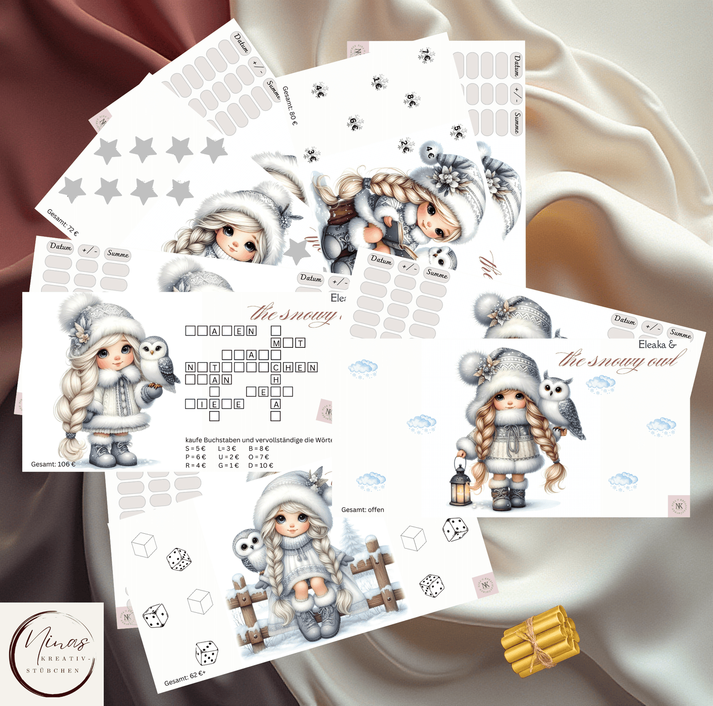 Sparchallenge Eleaka und the snowy owl von Nina's Kreativstübchen mit Umschlagmethode, sparen und Sparchallenge Budget Sheet