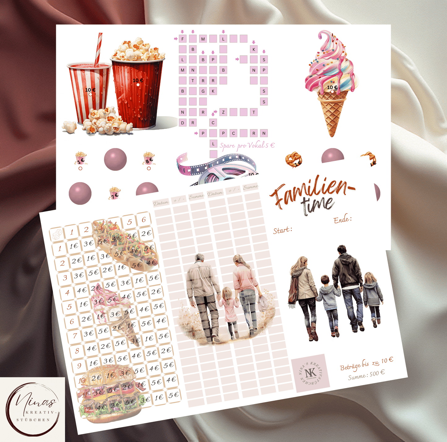 Familientime, die Familien Sparchallenge A6 von Nina's Kreativstübchen, Umschlagmethode zum sparen mit Budgeting