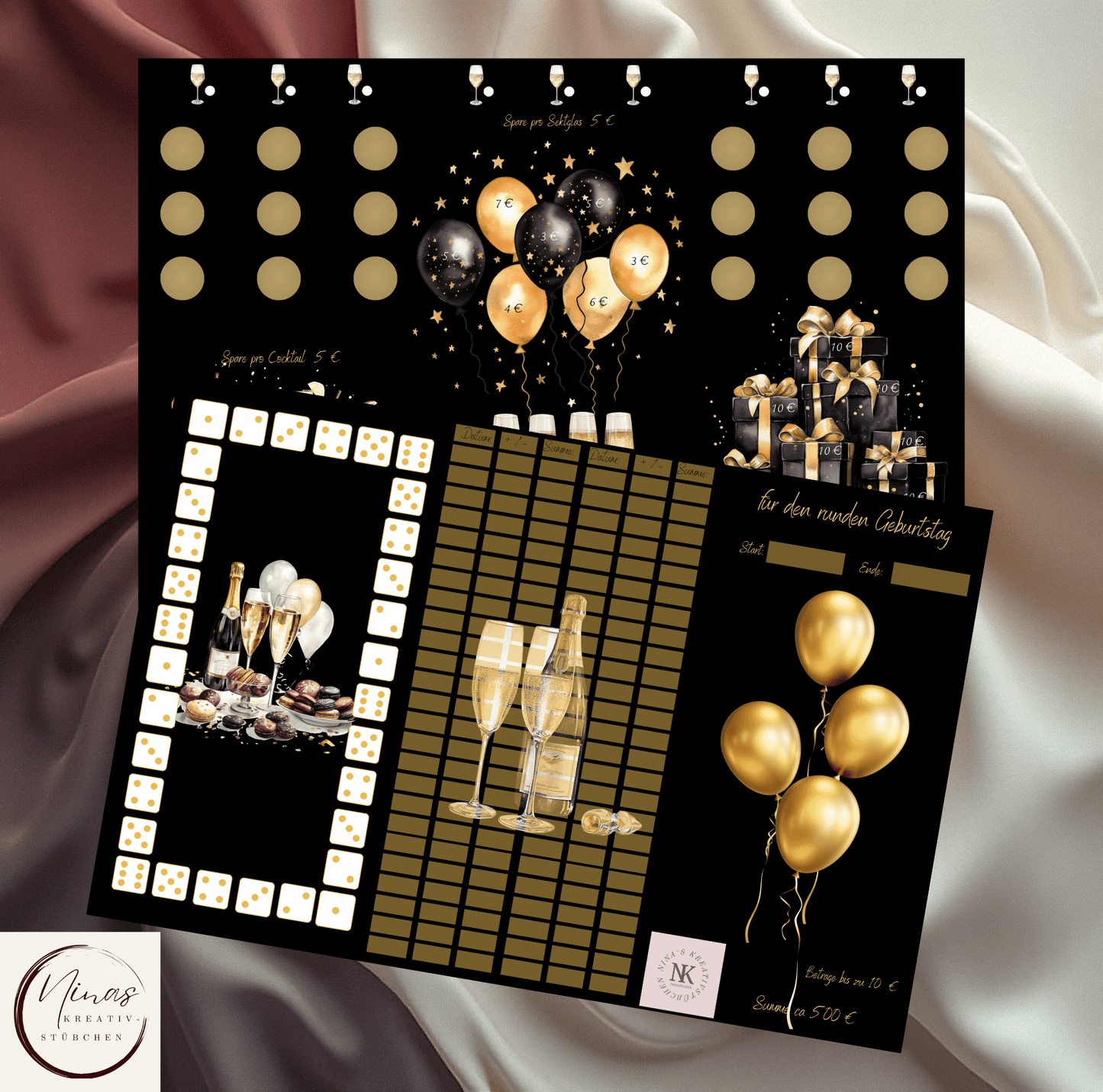 für den runden Geburtstag I A6 I 3er Klappkarte - Nina's Kreativstübchen