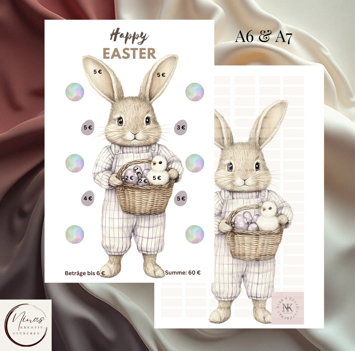 Happy Easter Einheft-Challenge Sparen mit Spaß für 60 Euro von Nina's Kreativstübchen, Umschlagmethode sparen Budgeting Sparspiele