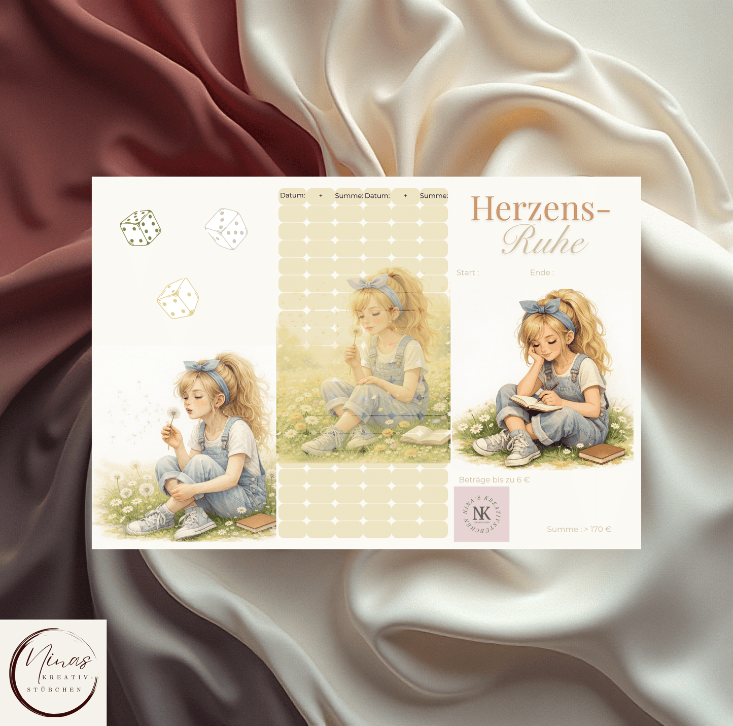 Herzens - Ruhe I A6 I 3er Klappkarte - Nina's Kreativstübchen