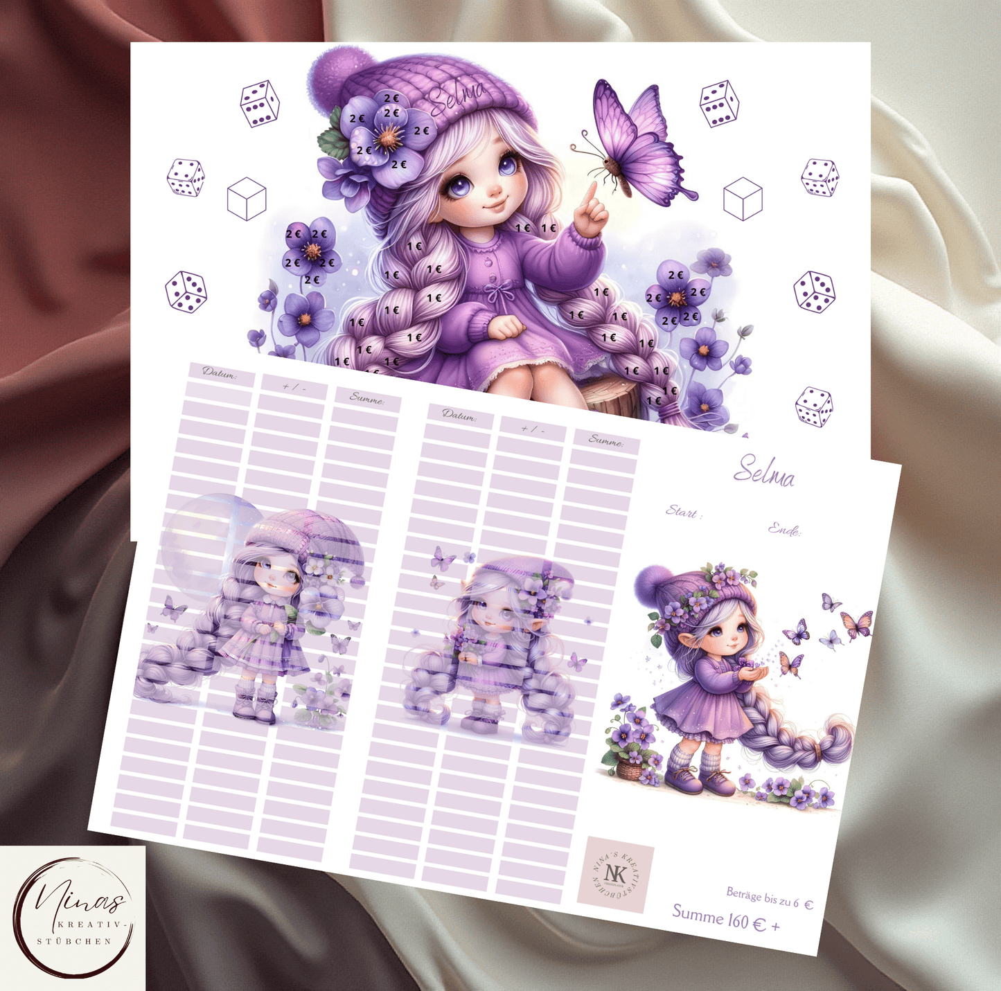 Türchen Nr. 1 I Selma I A6 I 3er Klappkarte - Nina's Kreativstübchen