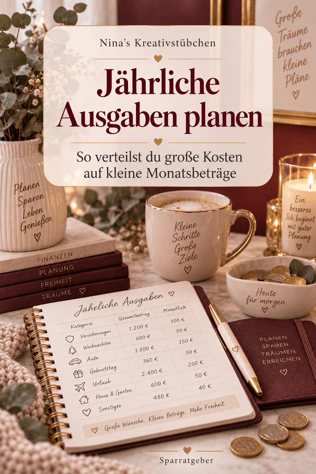 Jährliche Ausgaben planen: So verteilst du große Kosten auf kleine Monatsbeträge - Nina's Kreativstübchen