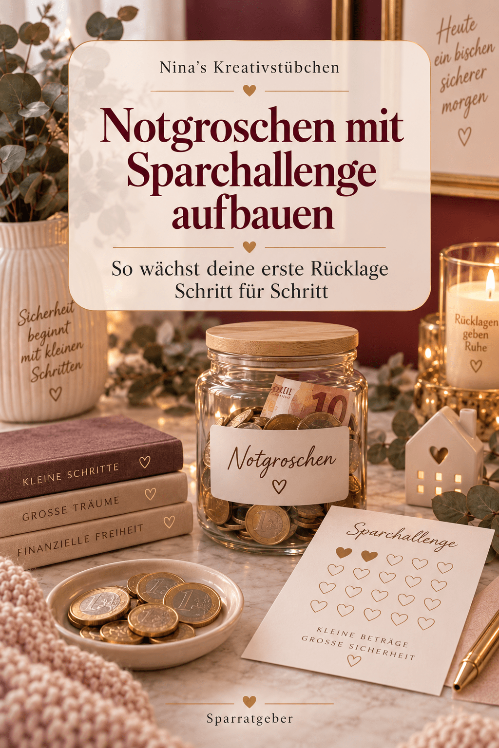 Notgroschen mit Sparchallenge aufbauen: So wächst deine erste Rücklage Schritt für Schritt - Nina's Kreativstübchen