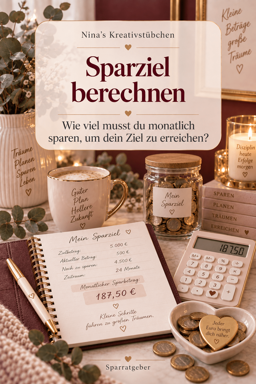 Sparziel berechnen: Wie viel musst du monatlich sparen, um dein Ziel zu erreichen? - Nina's Kreativstübchen