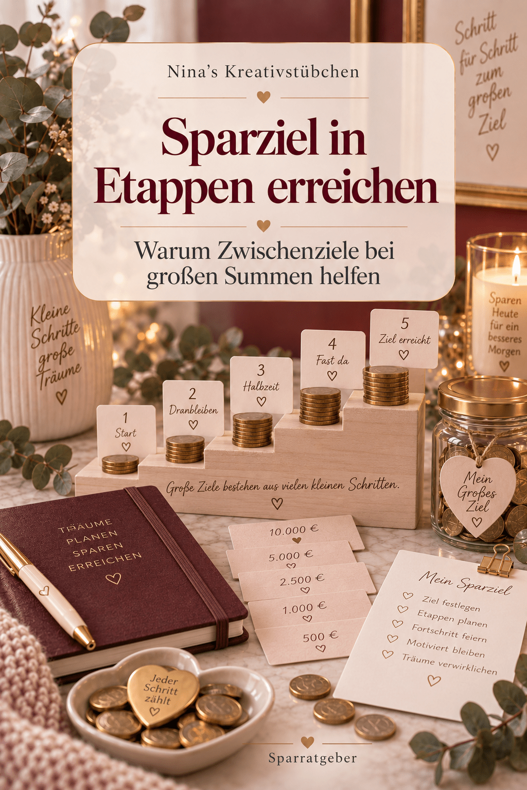 Sparziel in Etappen erreichen: Warum Zwischenziele bei großen Summen helfen - Nina's Kreativstübchen