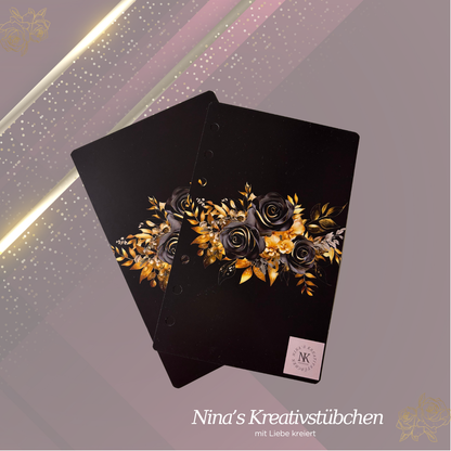 Deckblatt "schwarz-goldene Rosen" I A6