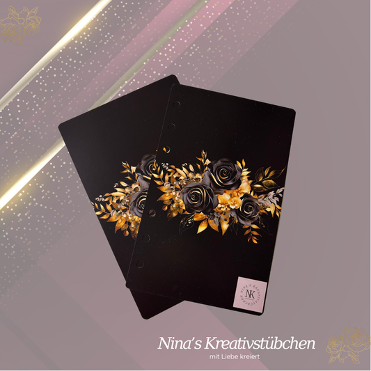Deckblatt "schwarz-goldene Rosen" I A6