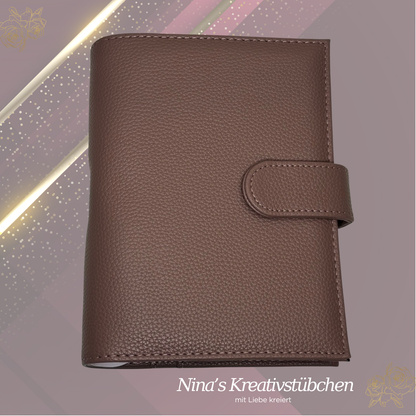 Premium Binder A6 aus Litschi Leder mit rosé goldenen Ringen I Ausverkauf