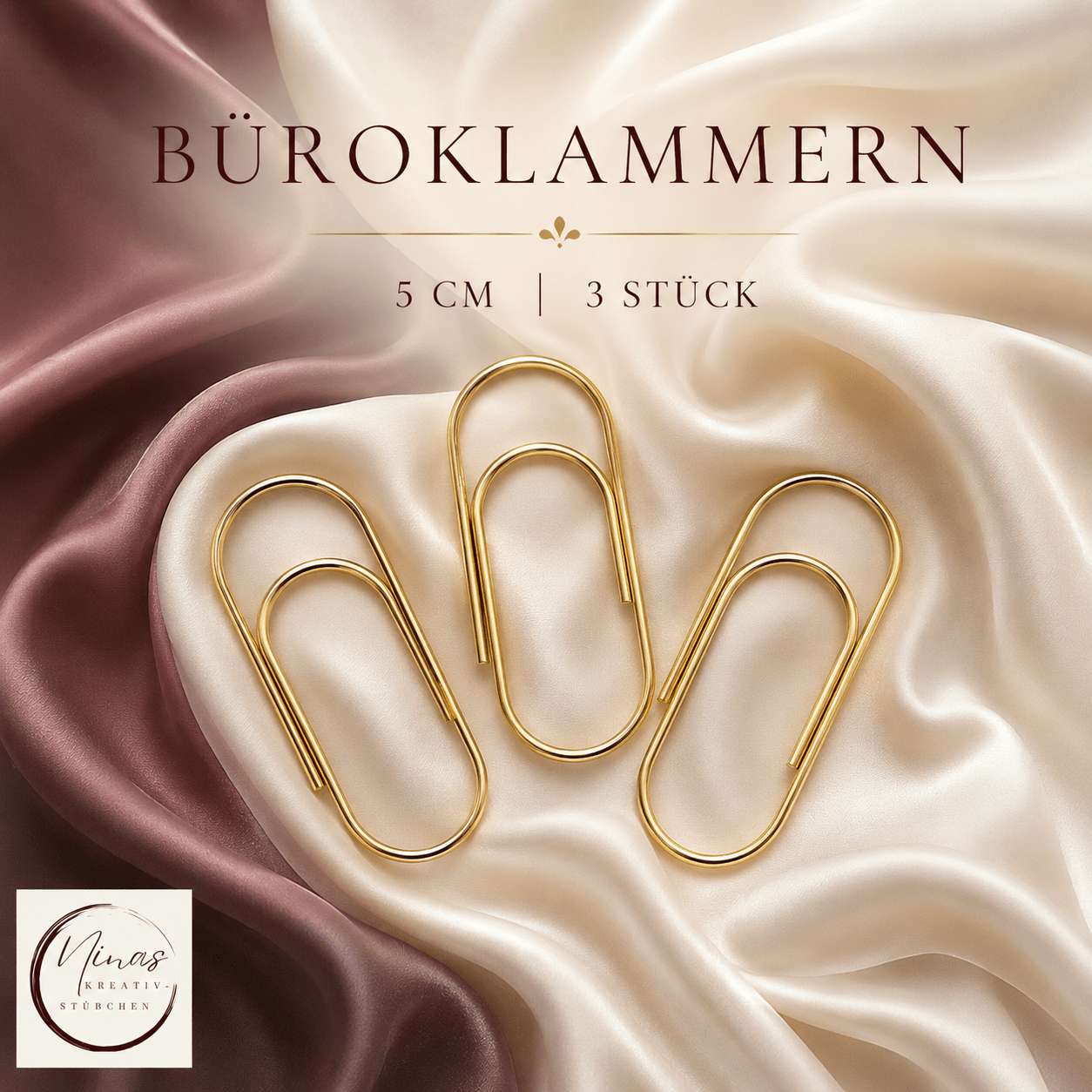 3 Büroklammern 5 cm– Gold I A6 I Zubehör - Nina's Kreativstübchen