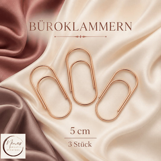 3 Büroklammern 5 cm– Roségold I A6 I Zubehör - Nina's Kreativstübchen
