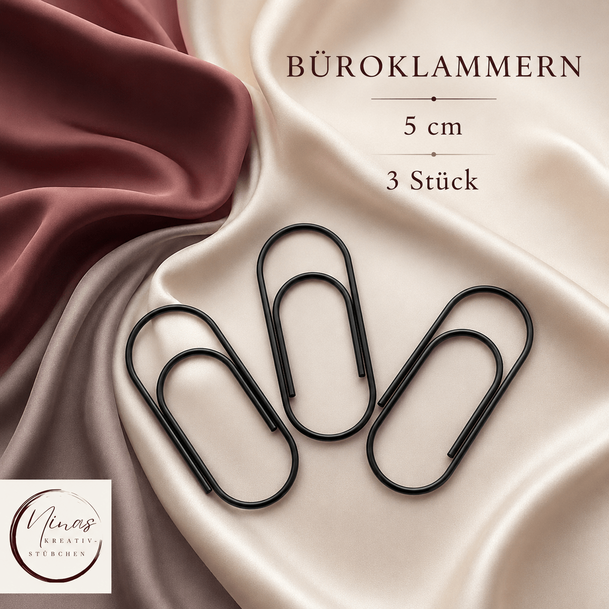3 Büroklammern 5 cm– Schwarz I A6 I Zubehör - Nina's Kreativstübchen