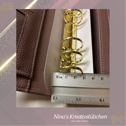 Premium Binder A6 aus Litschi Leder mit goldenen Ringen I Ausverkauf