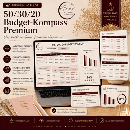 50/30/20 Budget - Kompass Premium – Verstehe, wohin dein Geld fließt - Nina's Kreativstübchen
