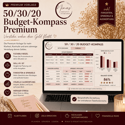 50/30/20 Budget - Kompass Premium – Verstehe, wohin dein Geld fließt - Nina's Kreativstübchen