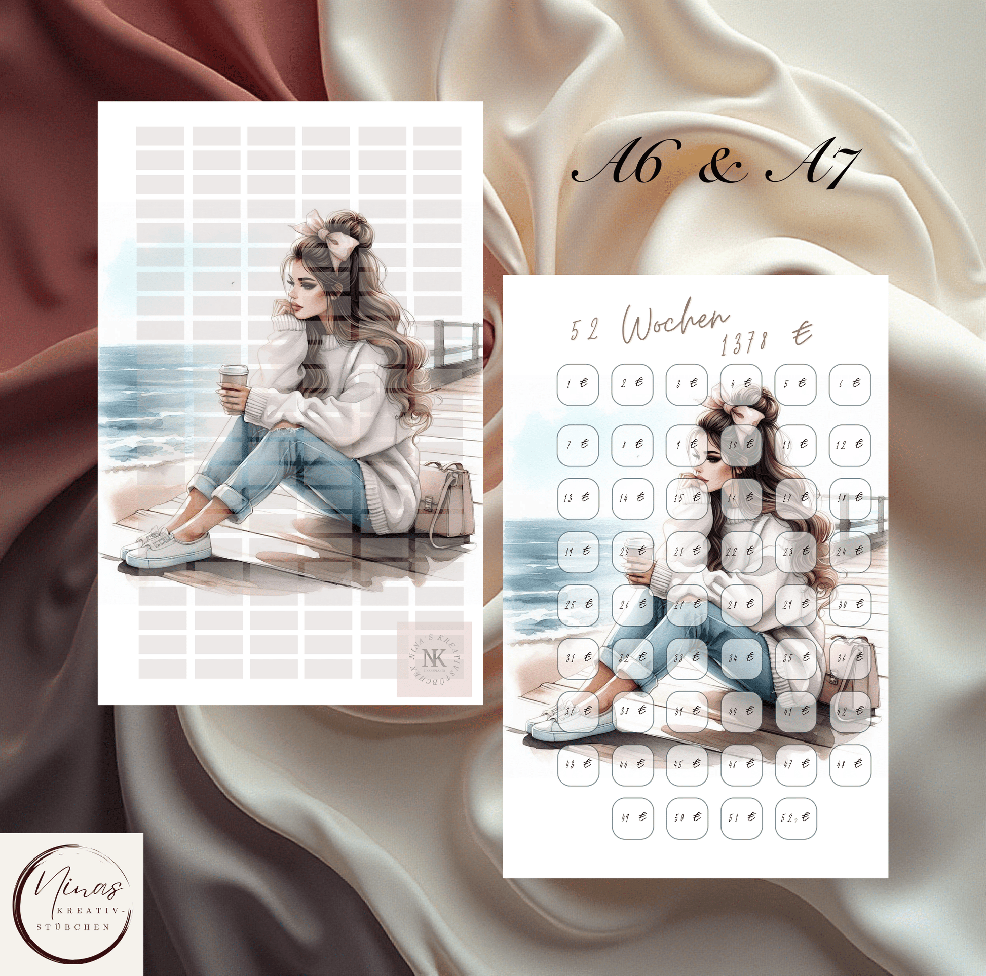 52 Wochen Challenge - 1378 Euro I A6 I A7 I Einheftchallenge - Nina's Kreativstübchen