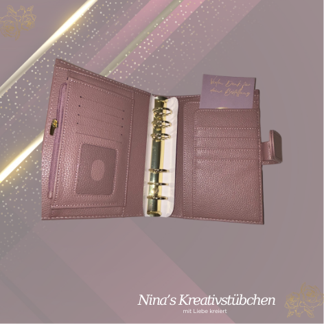 Premium Binder A6 aus Litschi Leder mit goldenen Ringen I Ausverkauf