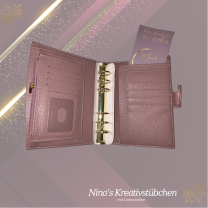 Premium Binder A6 aus Litschi Leder mit goldenen Ringen I Ausverkauf