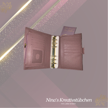 Premium Binder A6 aus Litschi Leder mit goldenen Ringen I Ausverkauf