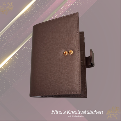 Premium Binder A6 aus Litschi Leder mit rosé goldenen Ringen I Ausverkauf