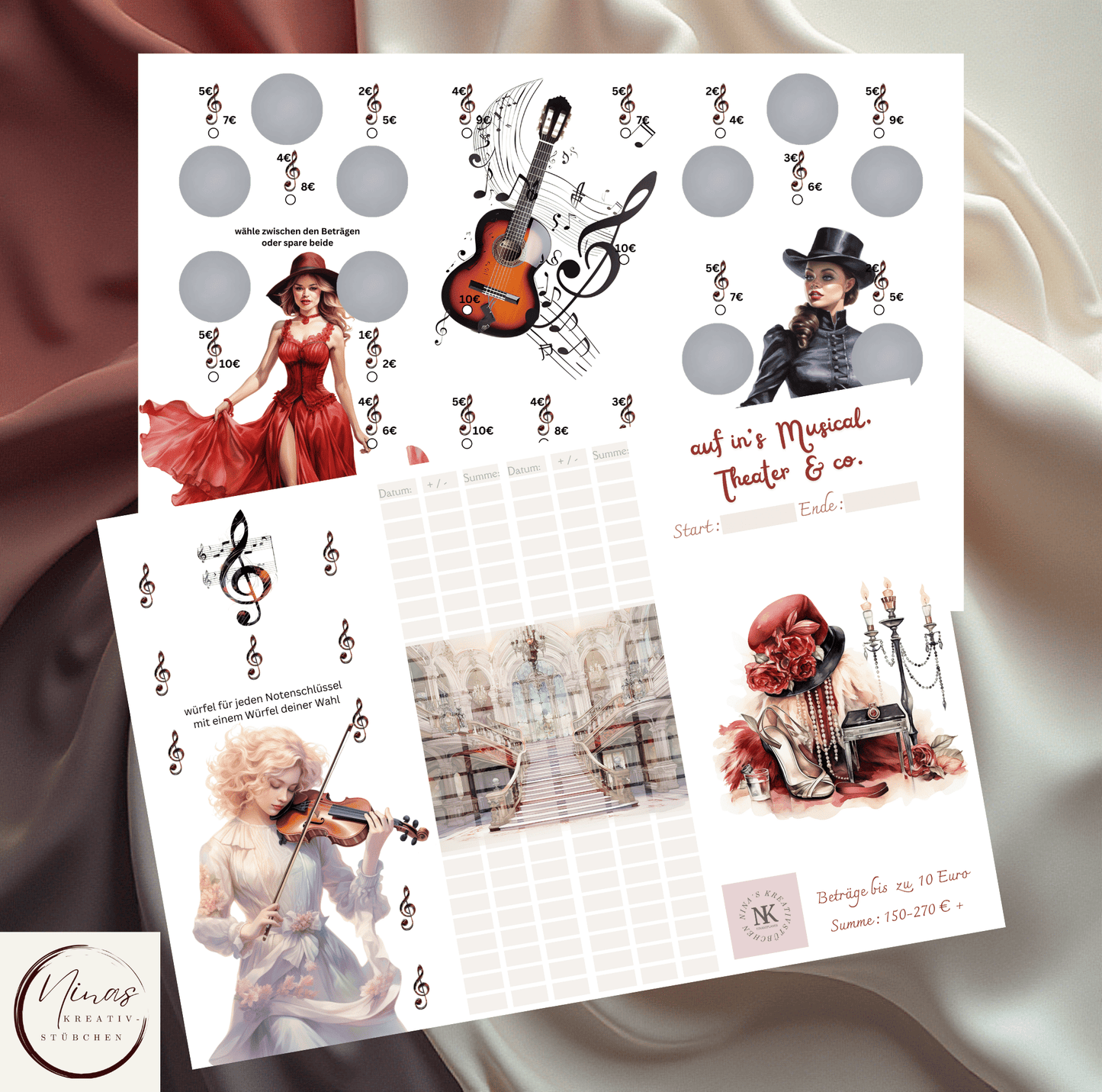 auf in's Musical, Theater & co. I A6 I 3er Klappkarte - Nina's Kreativstübchen