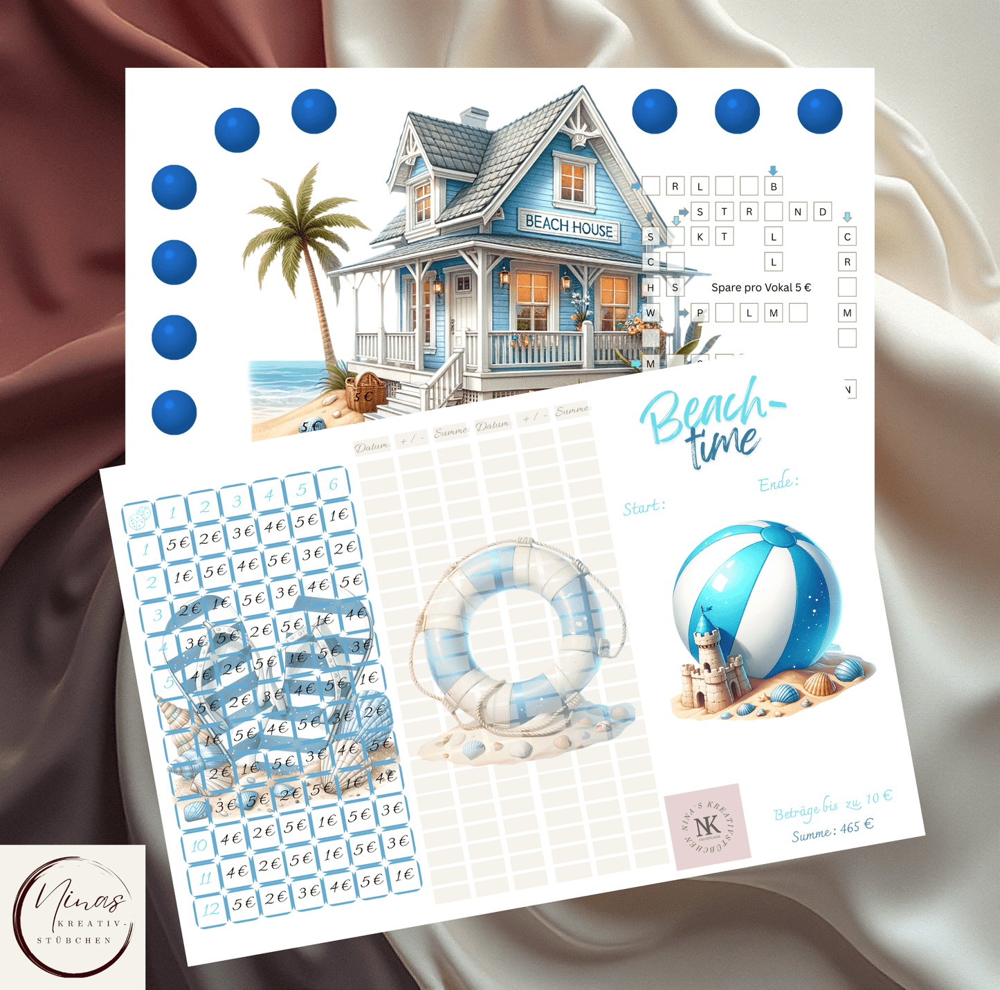 Beachtime I A6 I 3er Klappkarte - Nina's Kreativstübchen