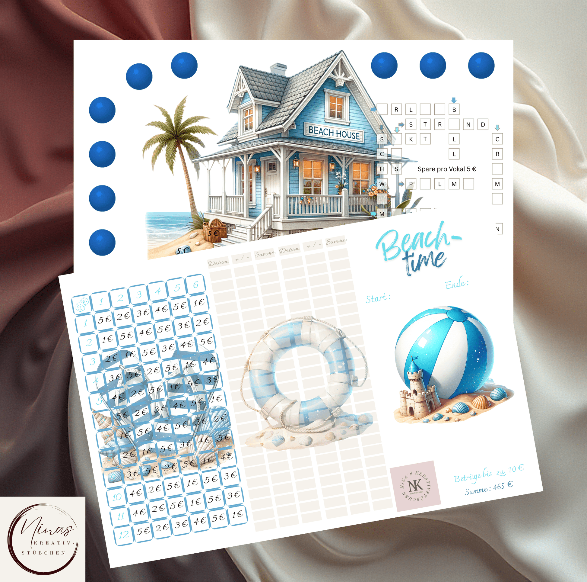 Beachtime I A6 I 3er Klappkarte - Nina's Kreativstübchen