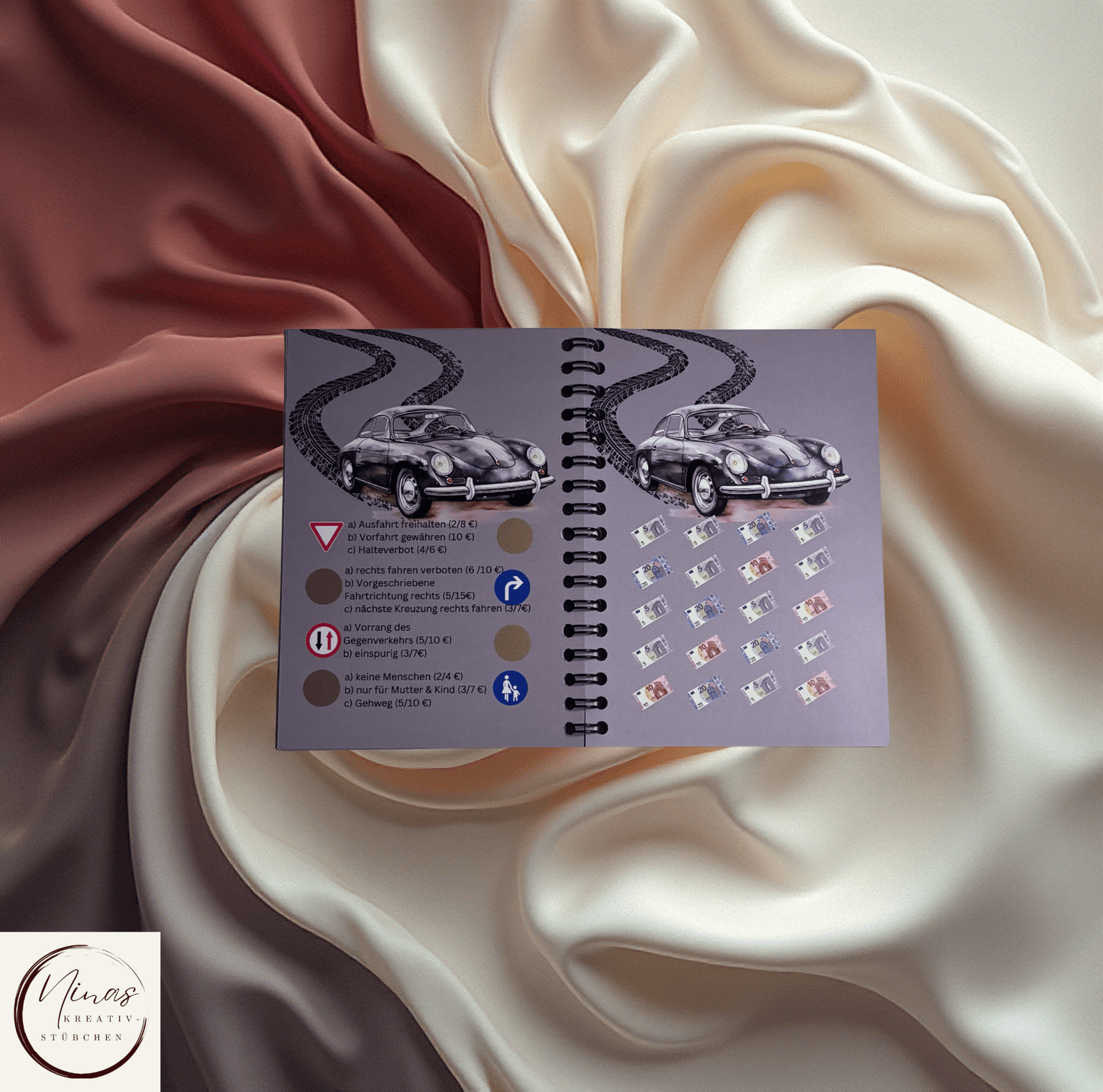 Cash für den Crash - Kurs - die Führerscheinchallenge I Führerschein I A6 I 24 Seiten I Sparbuch - Nina's Kreativstübchen