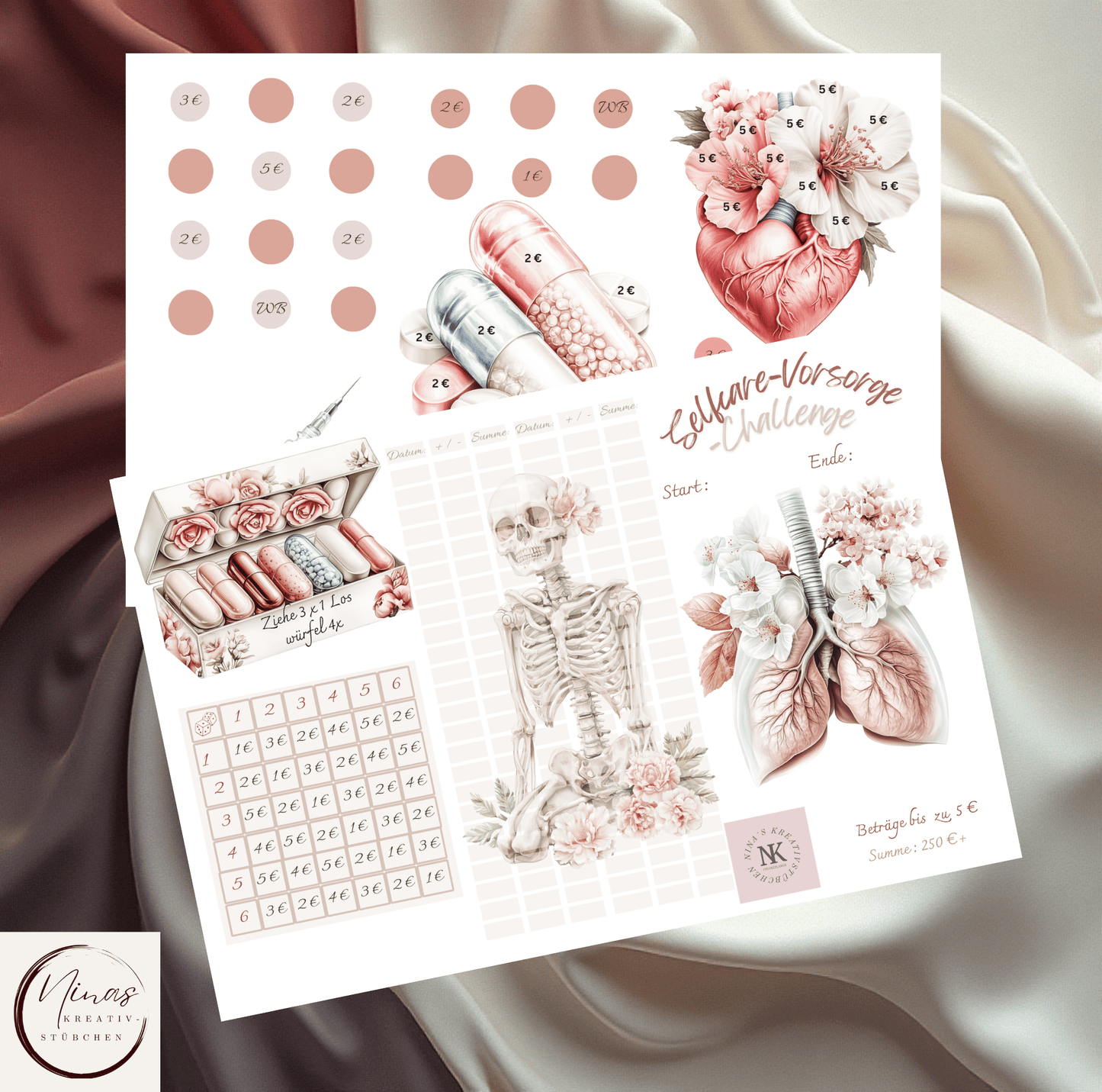 Die Wohlfühlsparbox I 6 Selfcare - Challenges inkl. 5 Extra's I Bundle I Set - Nina's Kreativstübchen