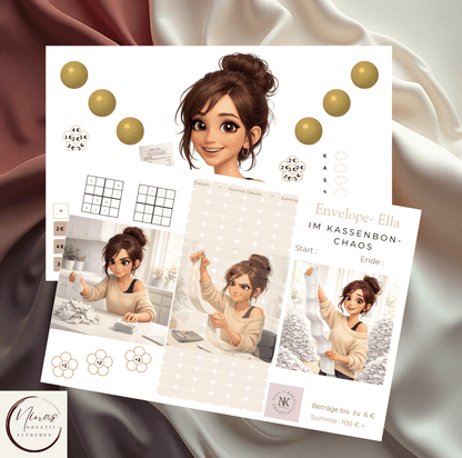 Envelope–Ella im Kassenbon Chaos I A6 I 3er Klappkarte - Nina's Kreativstübchen