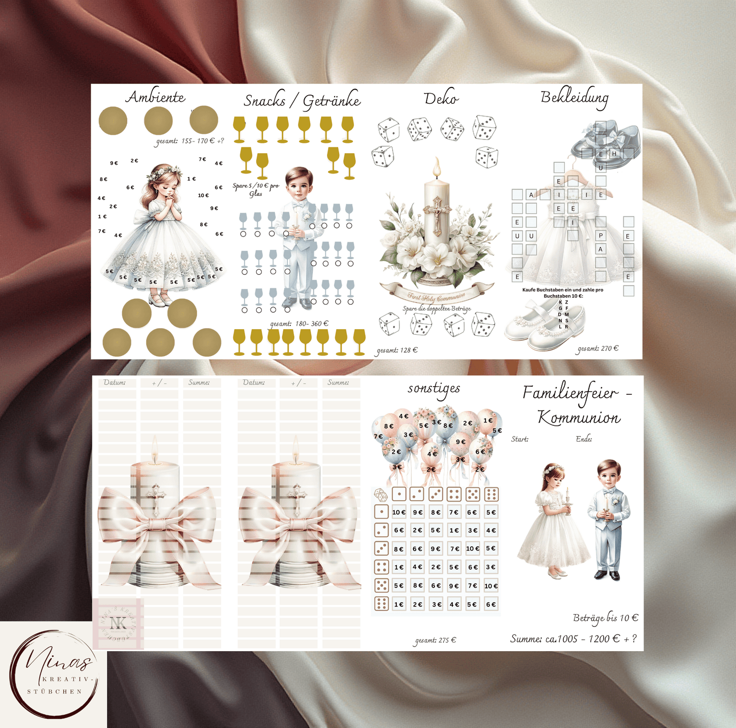 Familienfeier - Kommunion I A6 I 4er Klappkarte - Nina's Kreativstübchen