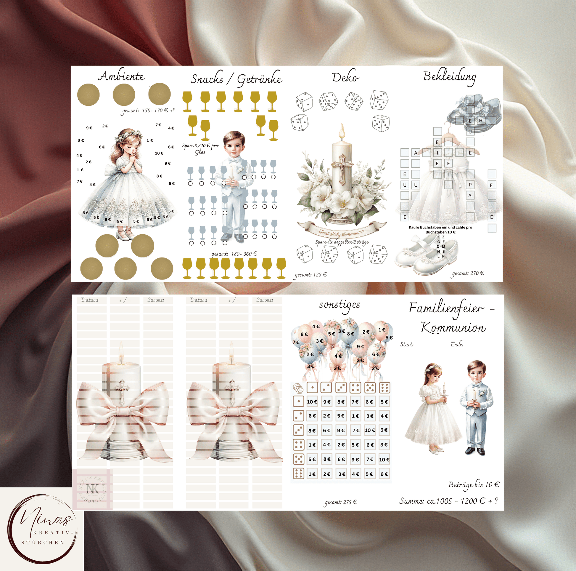 Familienfeier - Kommunion I A6 I 4er Klappkarte - Nina's Kreativstübchen
