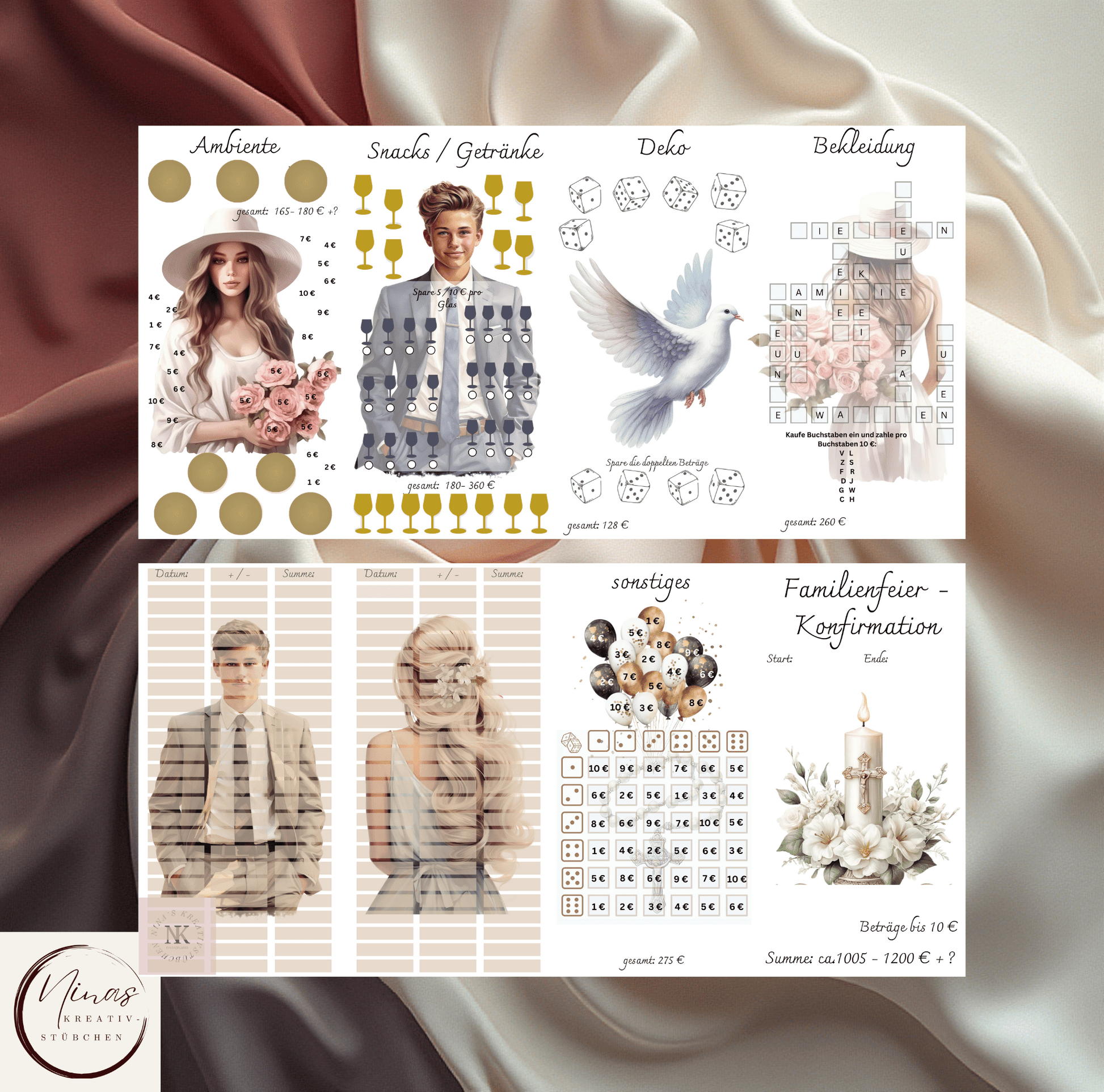 Familienfeier - Konfirmation I A6 I 4er Klappkarte - Nina's Kreativstübchen