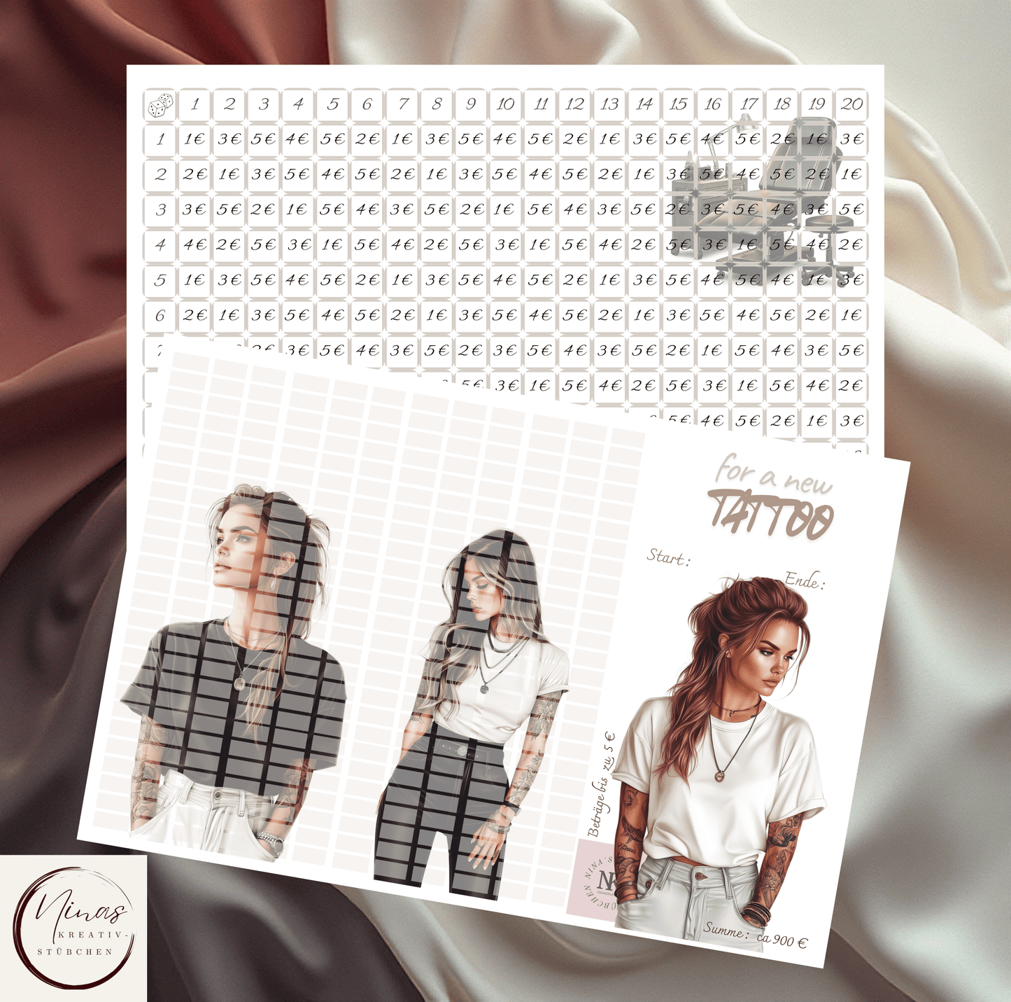 for a New Tattoo I A6 I 3er Klappkarte - Nina's Kreativstübchen