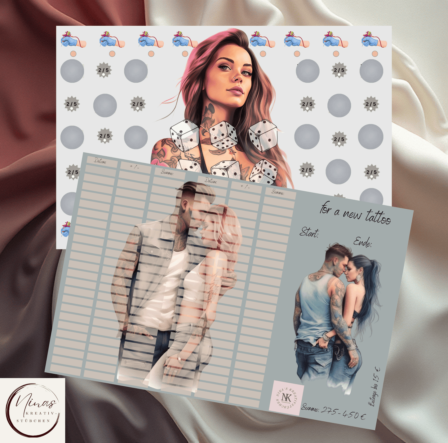 for a new Tattoo I Ausverkauf I A6 I 3er Klappkarte - Nina's Kreativstübchen
