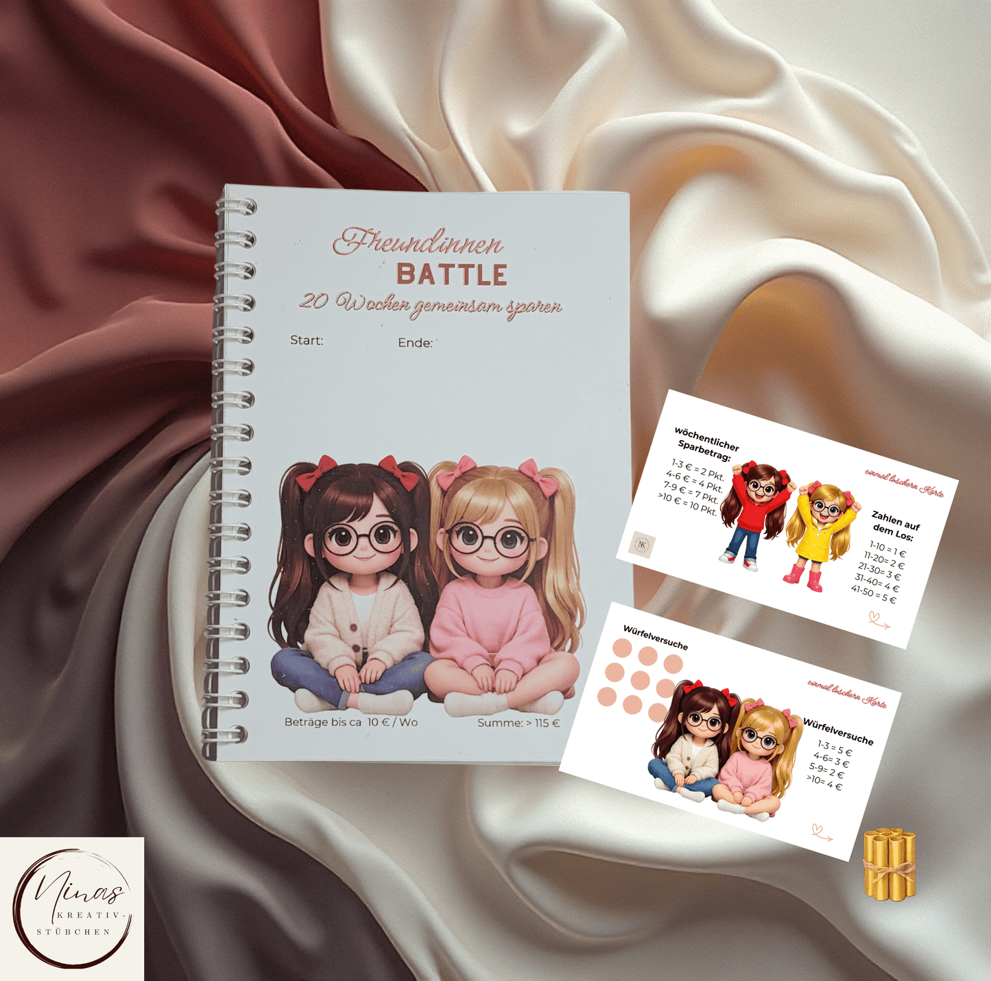 Freundinnen Battle I A6 I 24 Seiten I Sparbuch - Nina's Kreativstübchen