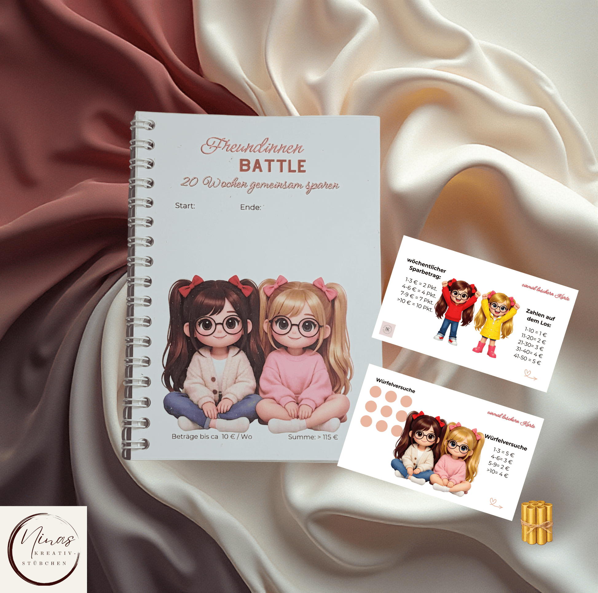 Freundinnen Battle I A6 I 24 Seiten I Sparbuch - Nina's Kreativstübchen