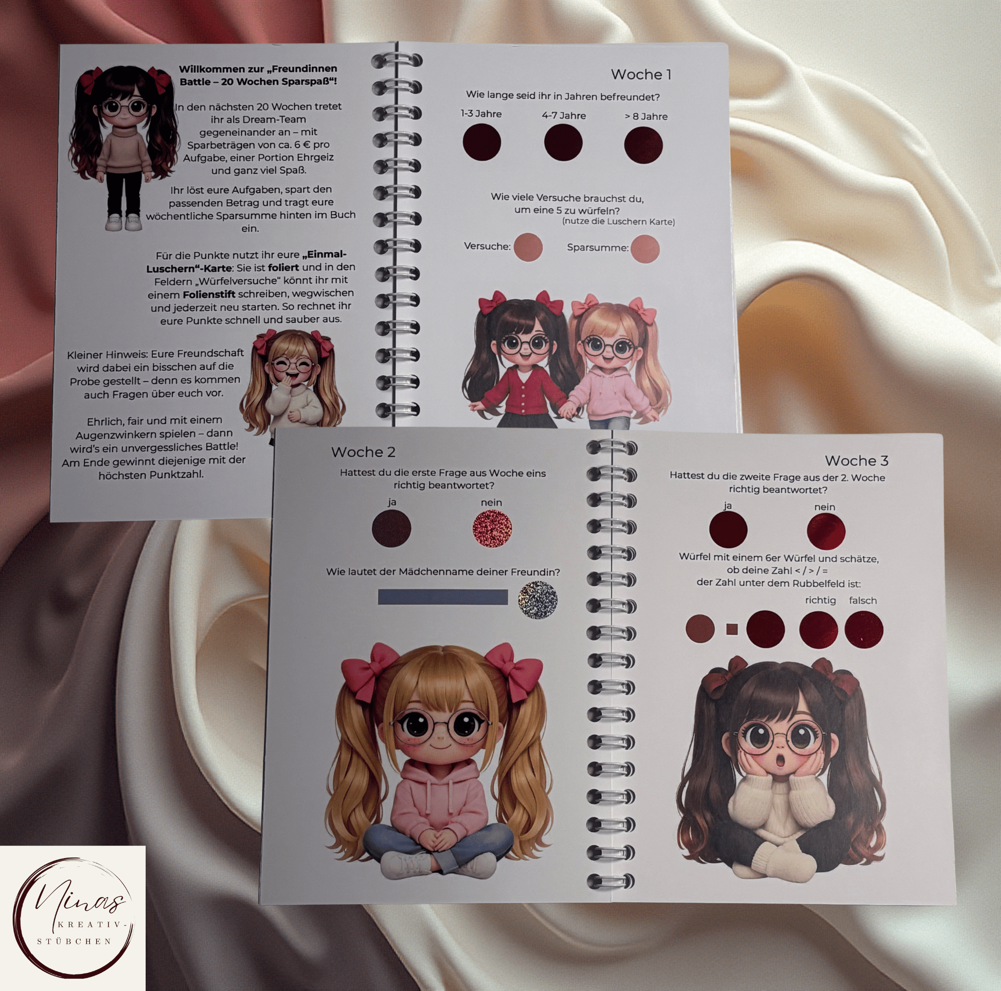Freundinnen Battle I A6 I 24 Seiten I Sparbuch - Nina's Kreativstübchen