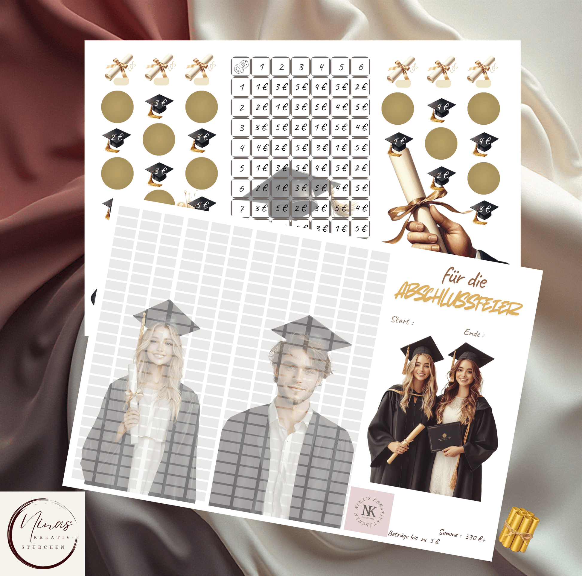 für die Abschlussfeier I A6 I 3er Klappkarte - Nina's Kreativstübchen