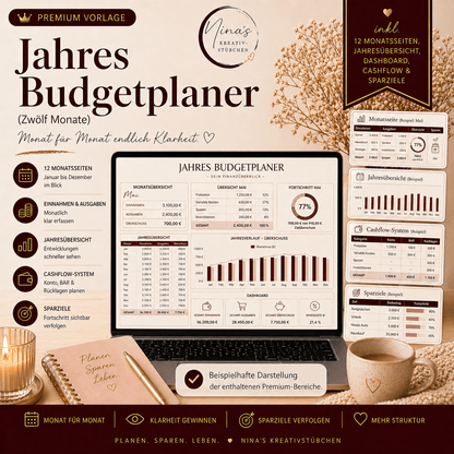 Jahres - Budgetplaner (12 Monate) – endlich Struktur in deinem Geld - Nina's Kreativstübchen