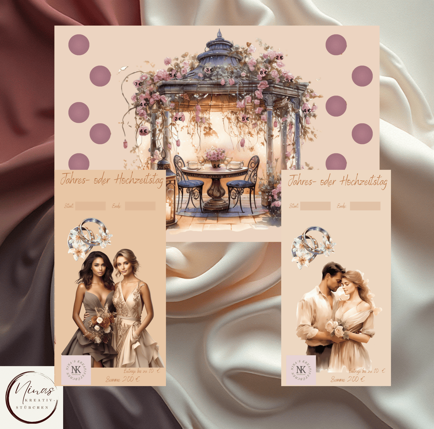 Jahres - oder Hochzeitstag I A6 I 3er Klappkarte - Nina's Kreativstübchen